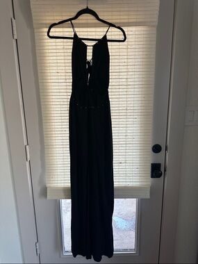 Indah Women's Black Spaghetti-Strap Cutout Jumpsuit